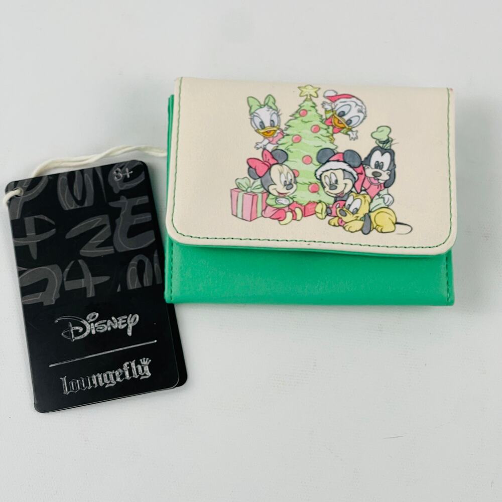 Loungefly Snap Wallet BABY MICKEY & FRIENDS Christmas Tree Green Minnie Daisy